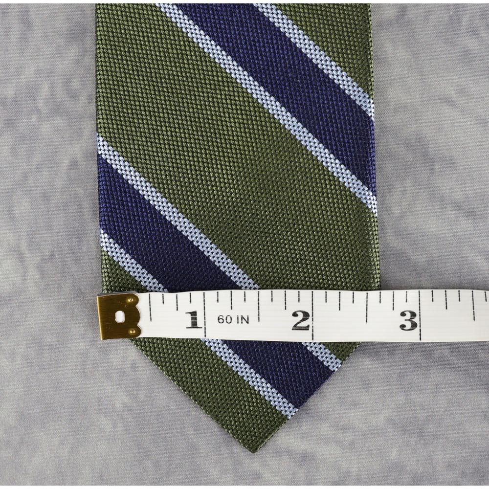Brooks Brothers Red Fleece Tie Green Navy Blue Repp Weave Stripe Tie 100% Silk - Picture 7 of 10